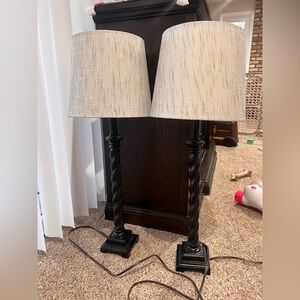 Set of 2 Tall Black Table Lamps
